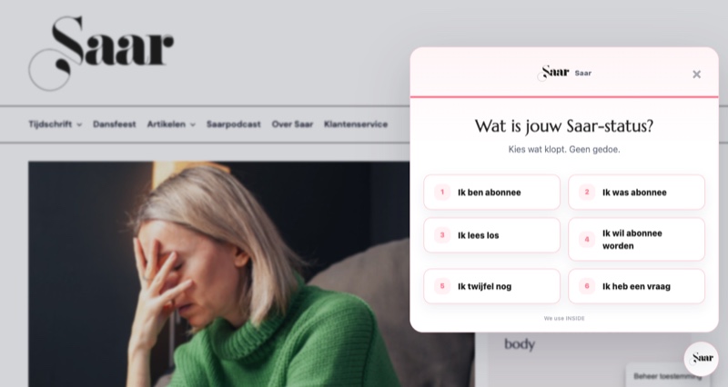 De vraag Wat is jouw Saar-status op de website van Saar Magazine